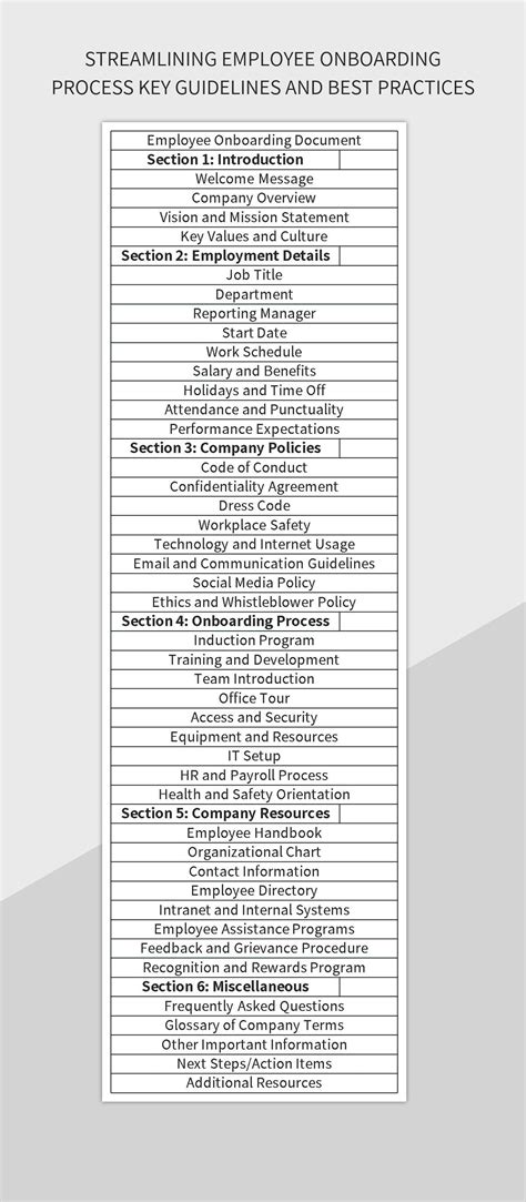 Free Onboarding Document Templates For Google Sheets And Microsoft Excel - Slidesdocs