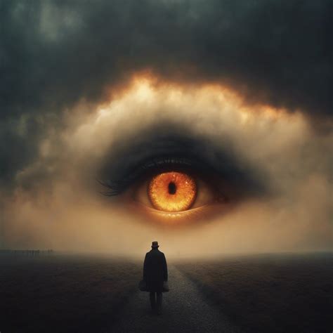 Beksinski-inspired: Eye in Dark Clouds Shedding Flaming Tears | Stable ...