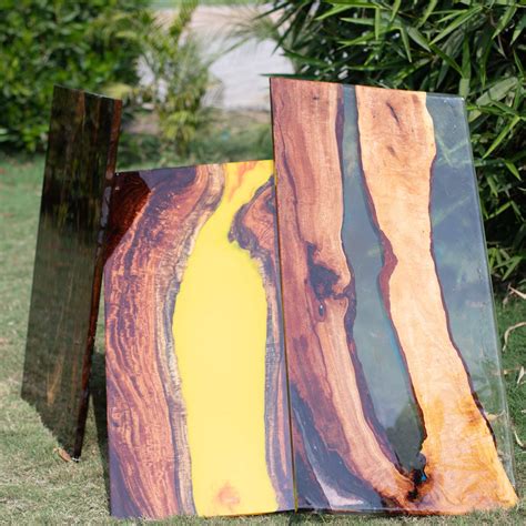 Essential Artworks Stunning Teak Wood Epoxy Resin River Table Top (Blue ...