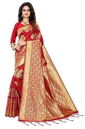 Buy Kanooda Prints banarasi work Red woven jacquard design women's ...