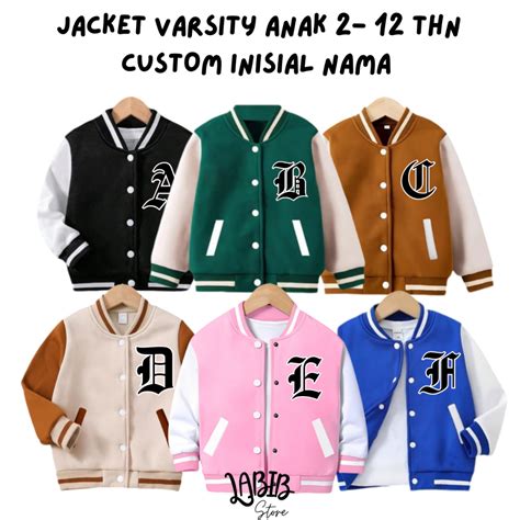 Children's Varsity Jacket with Initial Names Ages 2 - 12 Years Boys and ...