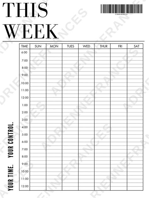 Image result for Time Block Week Templete