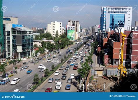 Addis Ababa, Ethiopia - 11 April 2019 : Busy Street in the Ethiopian Capital City of Addis Ababa ...