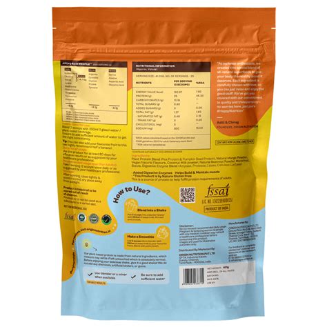 Buy Origin Nutrition 100% Natural Daily Plant Protein Mango Mania ...