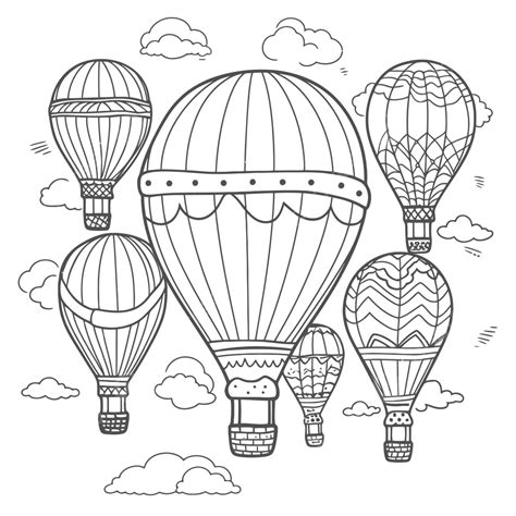 Detailed Hot Air Balloon Coloring Page