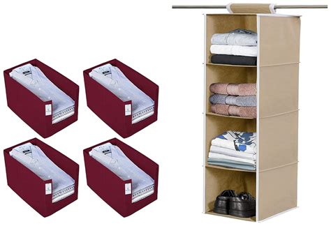 Kuber Industries 4 Piece Non Woven Shirt Stacker Wardrobe Organizer Set ...