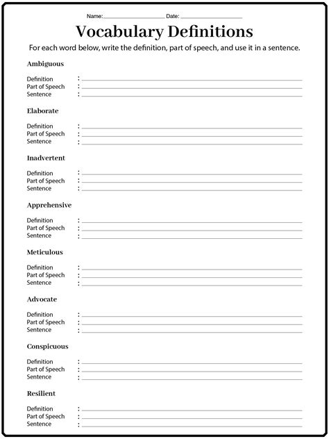 8th Grade Vocabulary Practice Sheets | Vocabulary worksheets, Vocabulary exercises, Vocabulary ...