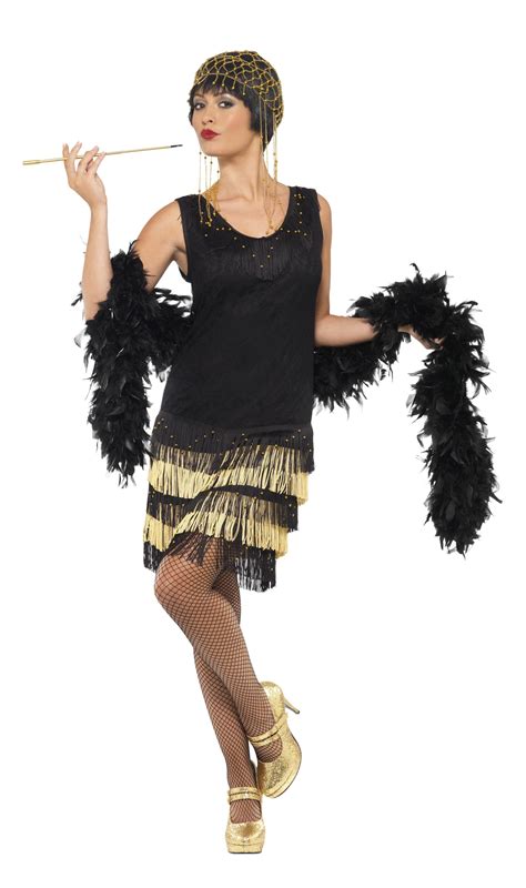 1920s Fringed Flapper Costume Black