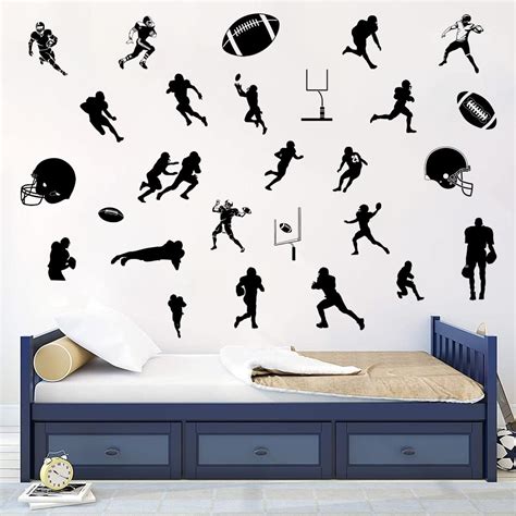 Amazon.com: Yovkky Football Players Wall Decals Stickers, America Sportsman Silhouette Home Kids ...