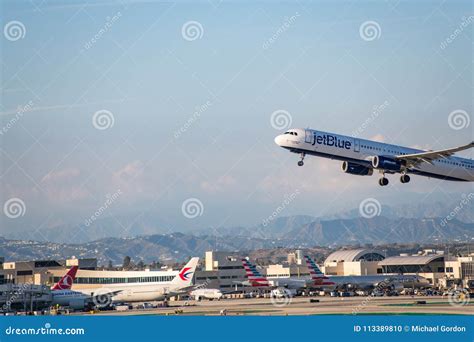 JetBlue Airlines Jet Takes Off at Los Angeles International Airport LAX ...