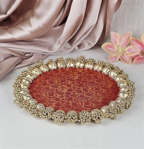 SATYAM KRAFT 1 Set Handmade Jhumki Rakhi Platter with Gota Patti ...
