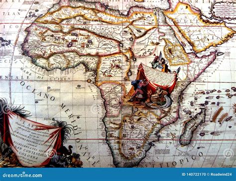 Ancient Map of Africa and Arabian Peninsula Stock Photo - Image of atlas, indian: 140722170