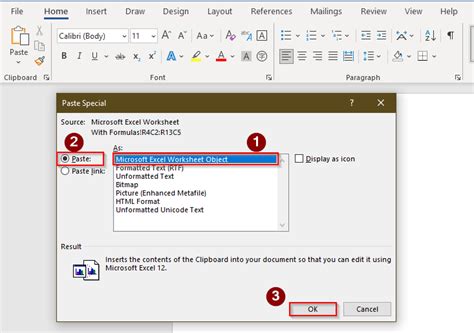 Image result for Paste Excel Table into Word