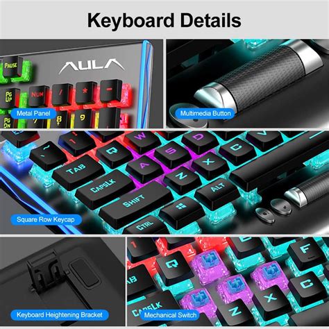 Buy AULA F2099 Low Profile Mechanical Gaming Keyboard with Blue Switch ...