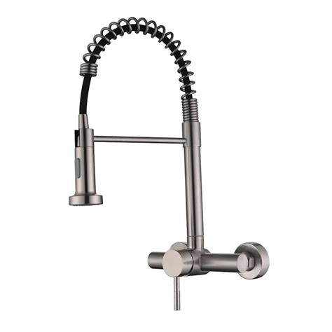 SS304 Kitchen Sink Mixer Faucet - Wall-Mounted Spring Hose Tap with Co ...