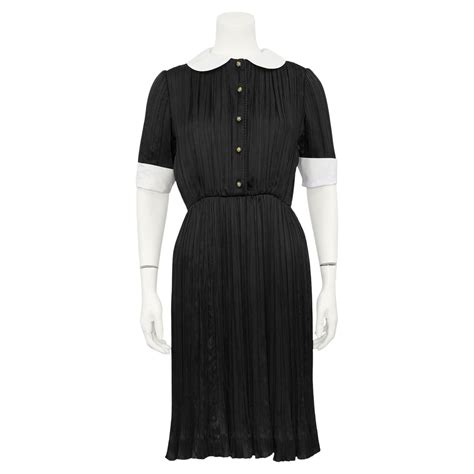 1970s Chanel Creations Black Silk Micro Pleated Shirt Dress For Sale at ...