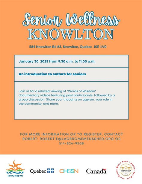 An Introduction to Culture for Seniors, J0E 1V0, Knowlton, 30 January ...