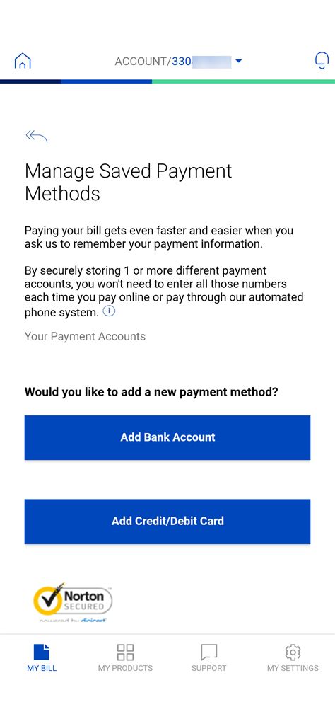 Manage saved payment methods | Brightspeed