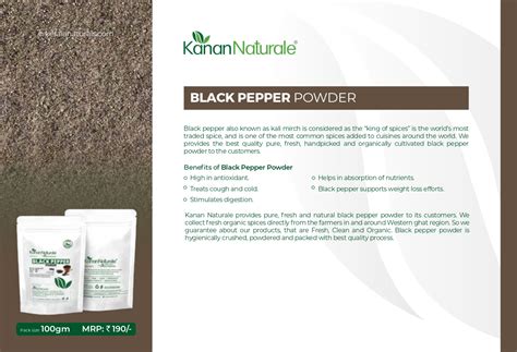 Black Pepper Powder / Kali Mirch Powder -100 gm - Kerala Naturals