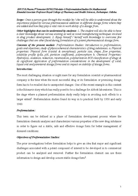 502T IP2 Final Exam - Unit I: Understanding Industrial Pharmacy ...