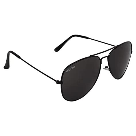 CREATURE Unisex Aviator sunglasses Black Frame, Black Lens (M) - Pack ...