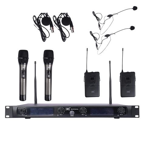 MX UHF FIXED FREQUENCY Wireless Microphone System -With 2 Handheld Led ...