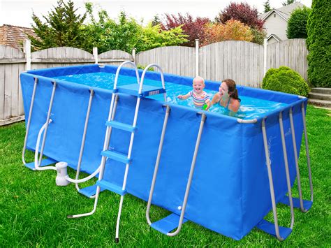 Above Ground Rectangular Frame Pool with Ladder 396 x 207 x 122cm