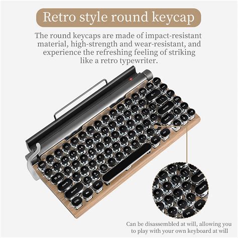 Buy Seeyeah Mechanical Bluetooth Keyboard 83-Key Vintage Typewriter ...