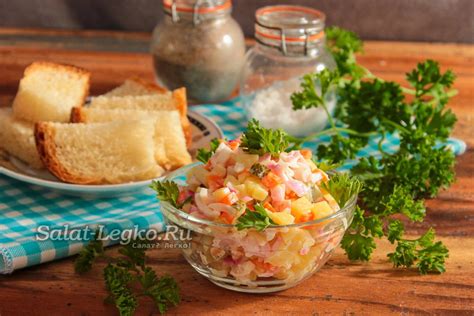 Салат оливье с кальмарами, самый вкусный постный пошаговый рецепт с фото