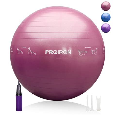 Buy PROIRON Printed Gym Ball-65cm RED Exercise Ball with Postures Shown ...