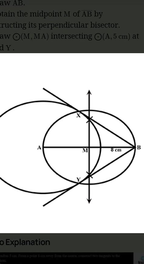 draw a circle radius of 5 cm from point 7 cm away from its centre ...