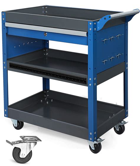 Buy AIRAJ 3-Layer Tool Trolley,78 * 35 * 70cm Heavy Duty Tool Trolley, Metal Tool Cart with ...