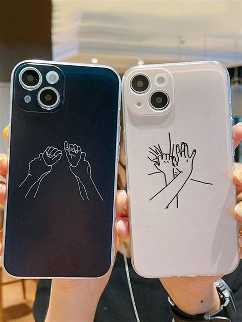 2 peças Capas de telefone casal figura gráfica | Case iphone couple ...