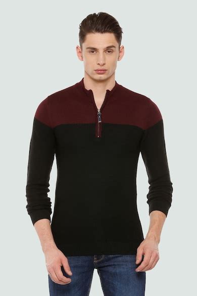 Buy Men Black Cut & Sew Crew Neck Full Sleeves Sweater Online - 310957 ...