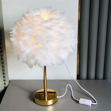 Ahuja International Feather Table Lamp Bedroom Bedside Lamp Creative R ...