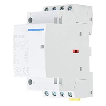 Household AC Contactor, 4P 20A 24V DIN Rail 4NO 50/60Hz 220V/230V(24V ...