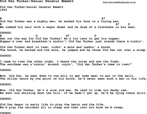 Summer Camp Song, Old Dan Tucker-Daniel Decatur Emmett, with lyrics and ...