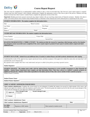 Course Repeat Request - DeVry University - Fill and Sign Printable ...