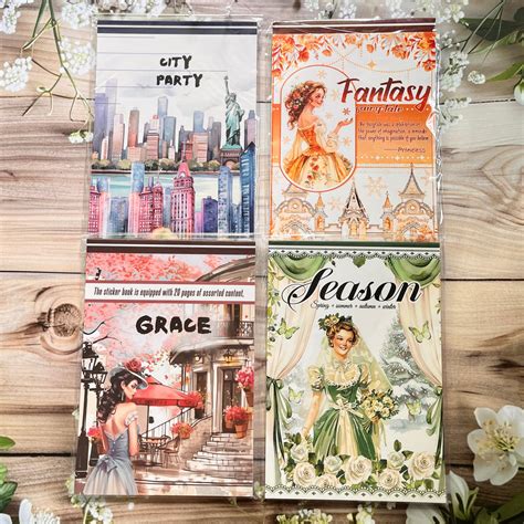 20 Sheets Vintage Character Flower Landscaping Sticker Book – Team ...