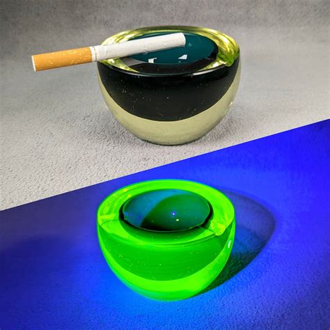 Rare Murano Uranium Glass Ashtray - Midcentury Modern - Sommerso Hemisphere Geode Art Glass ...