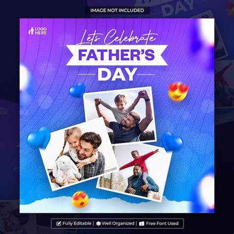 Happy fathers day social media post template | Premium PSD