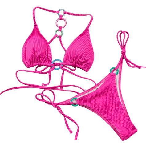 Women Swimsuits Ladies Bikini Triangle Tube Top Solid Color Sexy Two ...