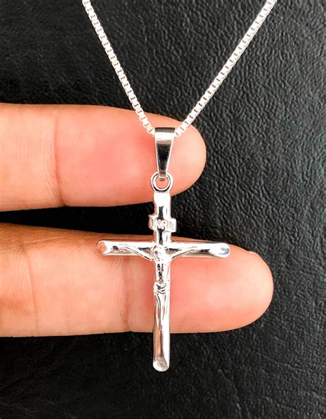 Jesus Cross Necklace, Sterling Silver Necklace, Crucifix Cross Necklace ...
