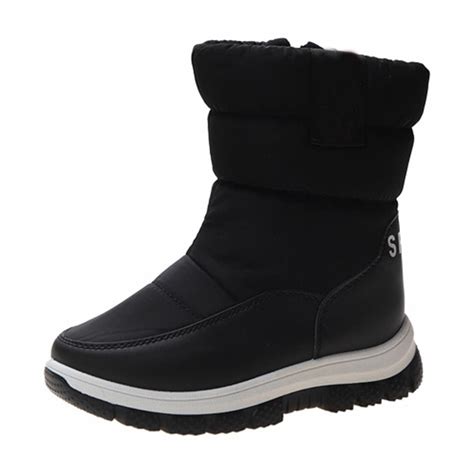 JAHH Winter New Thickened Big Kids Snow Boots Mid Tube Student Cotton ...