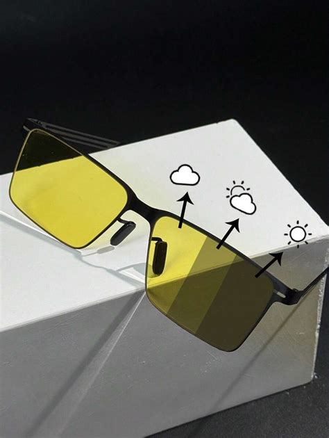 1 pièce Lunettes décoratives à monture métallique carrée avec verre ...