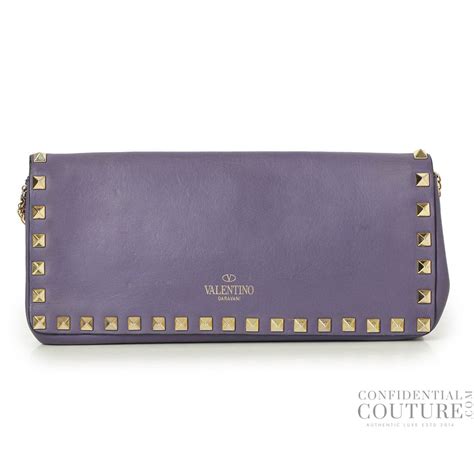 Shop Pre-Loved Valentino Garavani Purple Rockstud Wallet on Chain ...