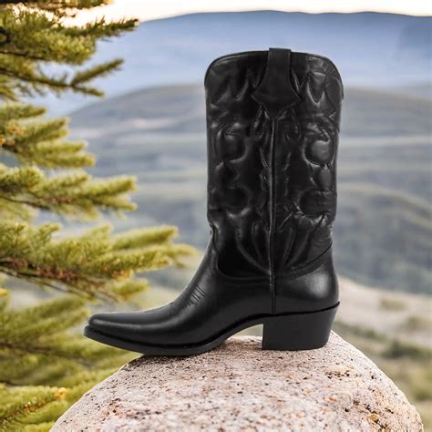 Genuine Leather Men Cowboy Boots, Embroidered High Cowboy Boots ...
