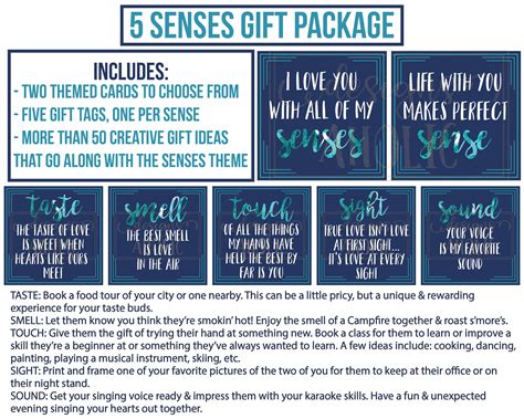 5 Senses Gift Tags, Cards & Ideas - Gift for Boyfriend, Girlfriend ...