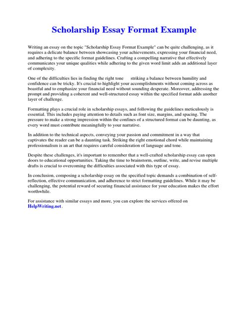 Image result for Scholarship Essay Format Example