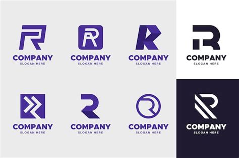 Collection of templates with flat r logos | Free Vector